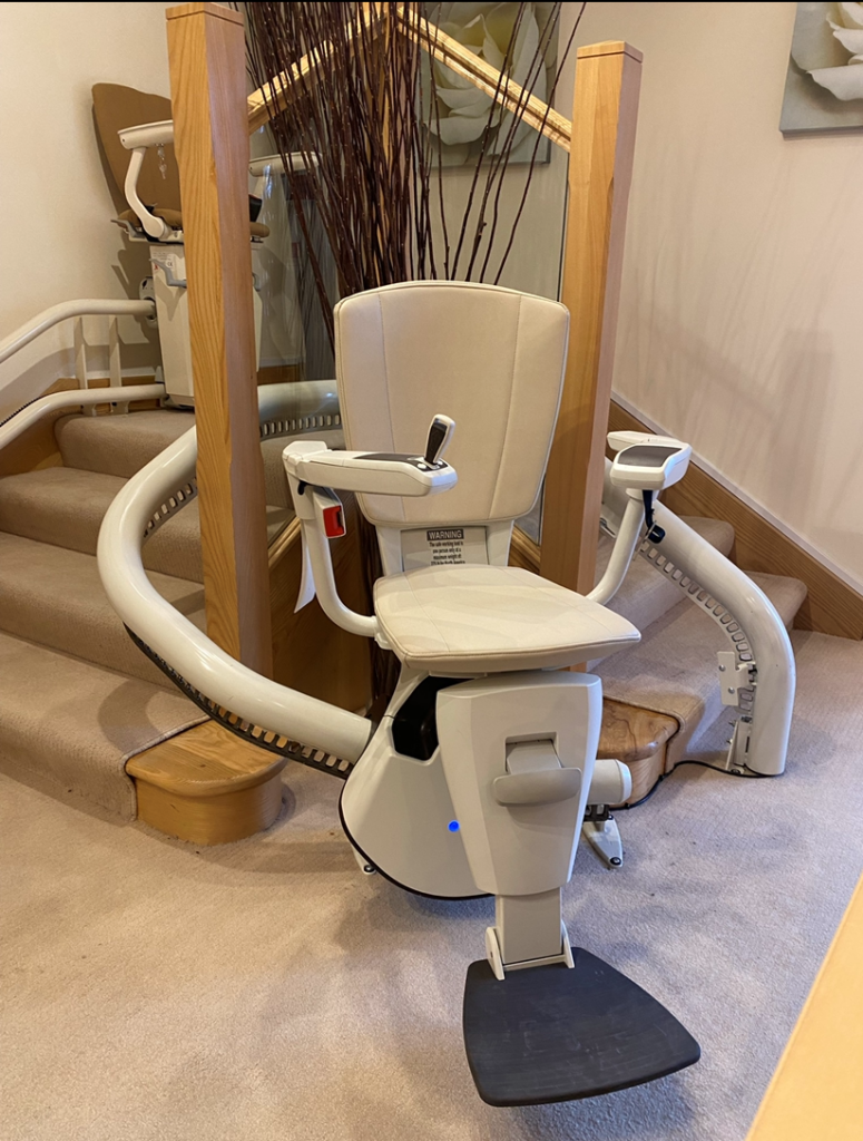 Curved stairlift in showroom